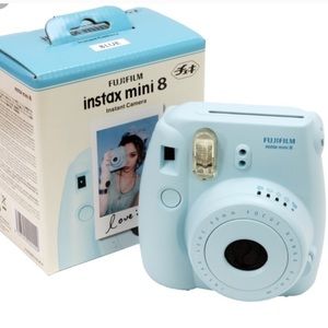 Baby blue mini 8 instax camera